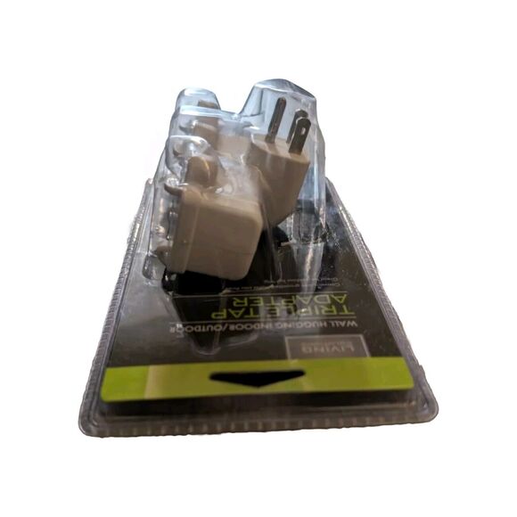 Living Solutions Wall Hugging Indoor Triple Tap Adapter Grounded Outlet - Picture 5 of 9